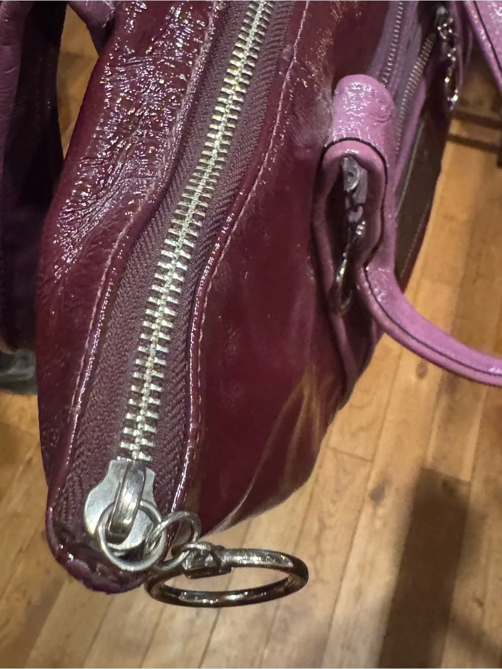 Coach - Poppy Patent Plum Tote with Front Zip Pockets - Picture 9 of 10